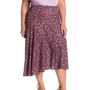 Floral Bias High/Low Midi Skirt